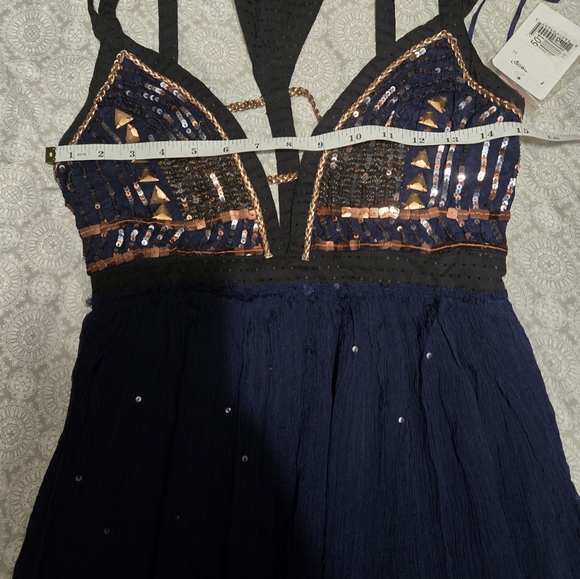Free People Midnight Blue Goddess Greek Dress 0 - Picture 5 of 7